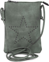 styleBREAKER mini shoulder bag with studs in a star formation, shoulder bag, handbag, bag, ladies 02012235, Colour:Grey-Blue